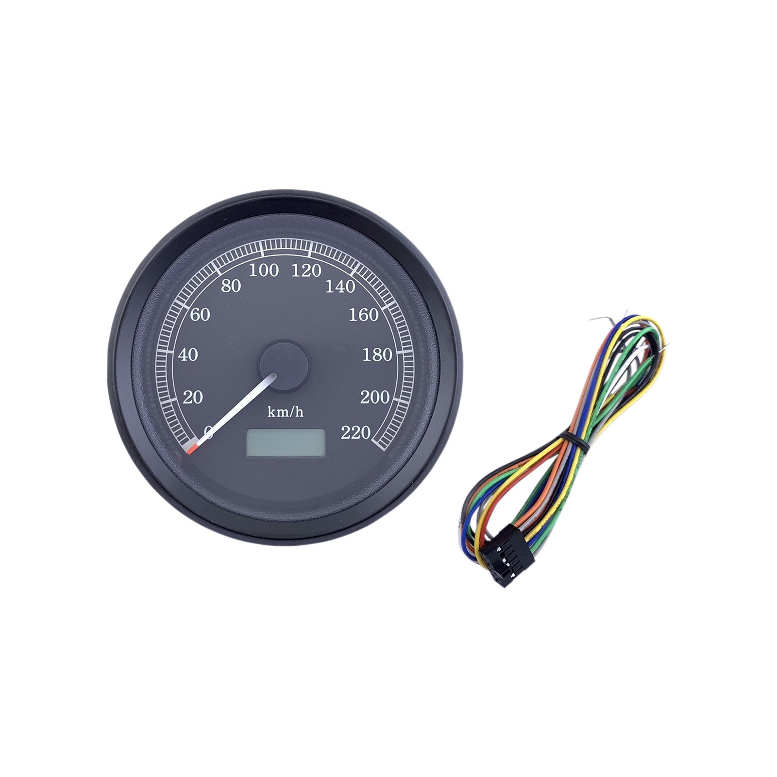 DRAG SPECIALTIES - UNIVERSAL 3-3/8" PROGRAMMABLE ELECTRONIC SPEEDOMETER - KPH - BLACK FACE - BLACK BEZEL