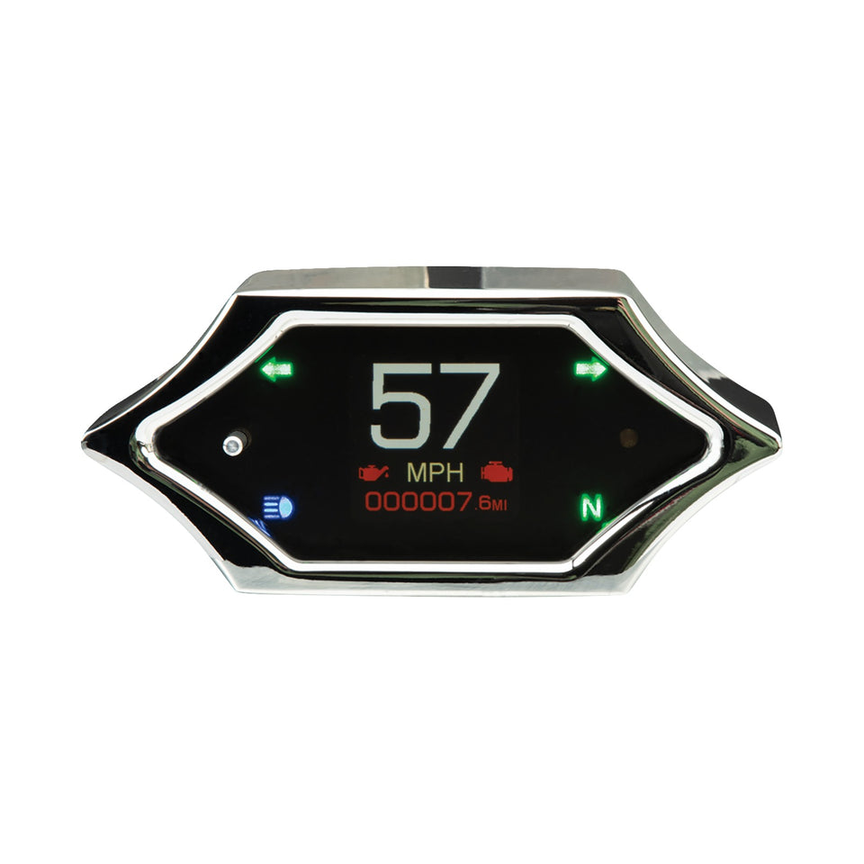 DAKOTA DIGITAL - HANDLE BAR MOUNT SPEEDOMETER - WITH SIGNALS - OVAL - BLACK
