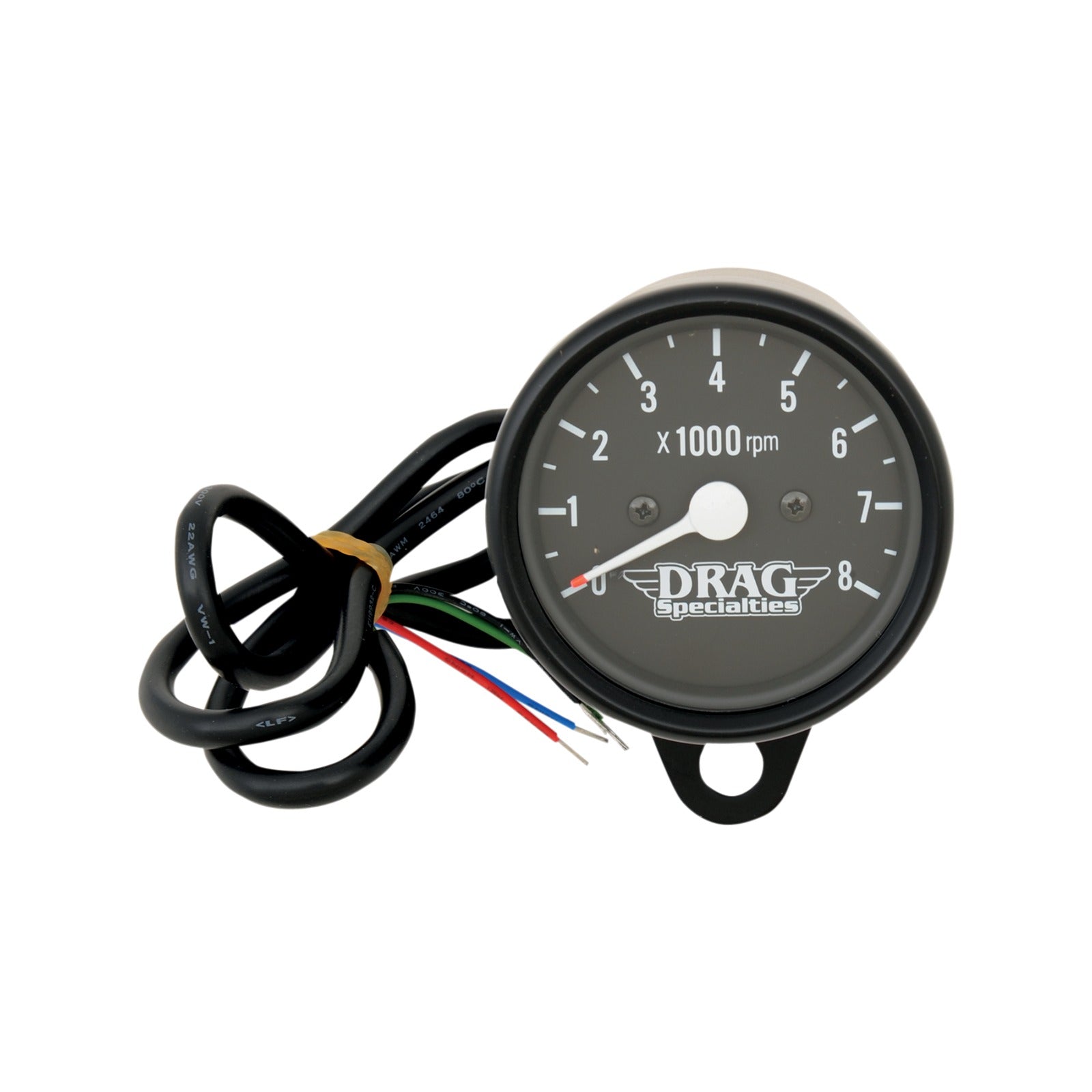 DRAG SPECIALTIES - 2.4" MINI ELECTRONIC 8000 RPM TACHOMETER - BLACK HOUSING - BLACK FACE