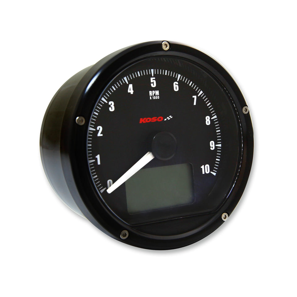 KOSO NORTH AMERICA - TNT-01R UNIVERSAL ELECTRONIC SPEEDOMETER/TACHOMETER - BLACK FACE/CASING