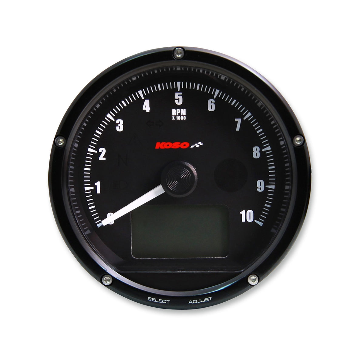 KOSO NORTH AMERICA - TNT-01R UNIVERSAL ELECTRONIC SPEEDOMETER/TACHOMETER - BLACK FACE/CASING