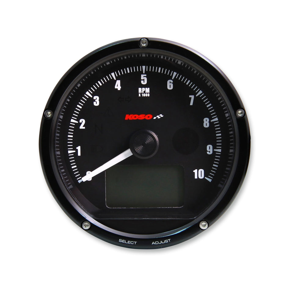 KOSO NORTH AMERICA - TNT-01R UNIVERSAL ELECTRONIC SPEEDOMETER/TACHOMETER - BLACK FACE/CASING