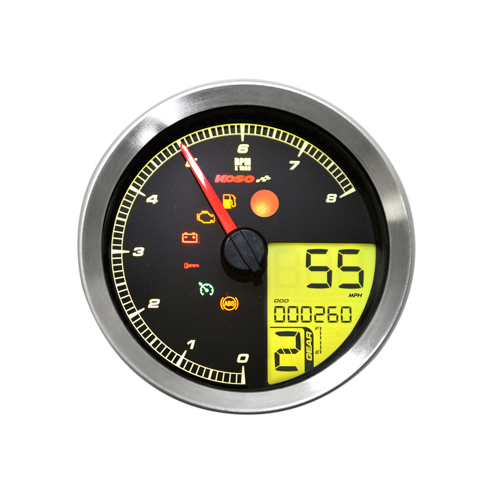 KOSO NORTH AMERICA - MULTI-FUNCTION SPEEDOMETER/TACHOMETER - HD-04 - CHROME