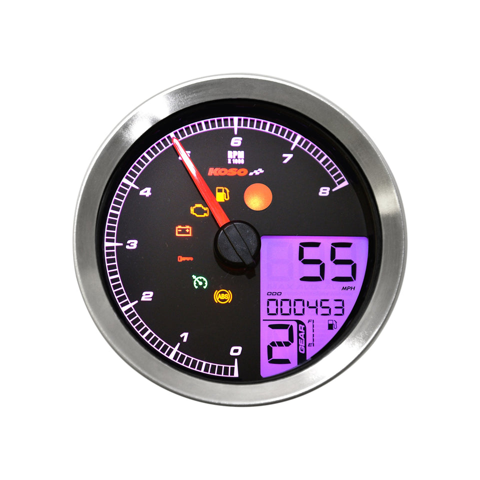 KOSO NORTH AMERICA - MULTI-FUNCTION SPEEDOMETER/TACHOMETER - HD-04 - CHROME