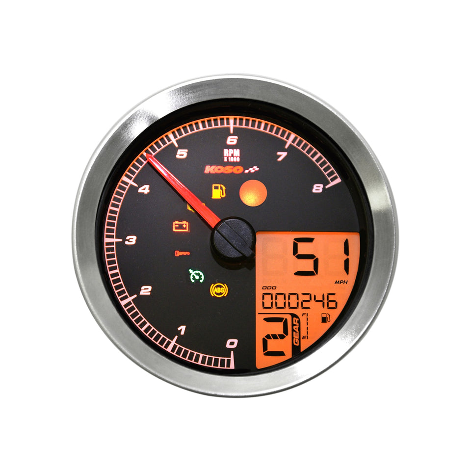 KOSO NORTH AMERICA - MULTI-FUNCTION SPEEDOMETER/TACHOMETER - HD-04 - CHROME