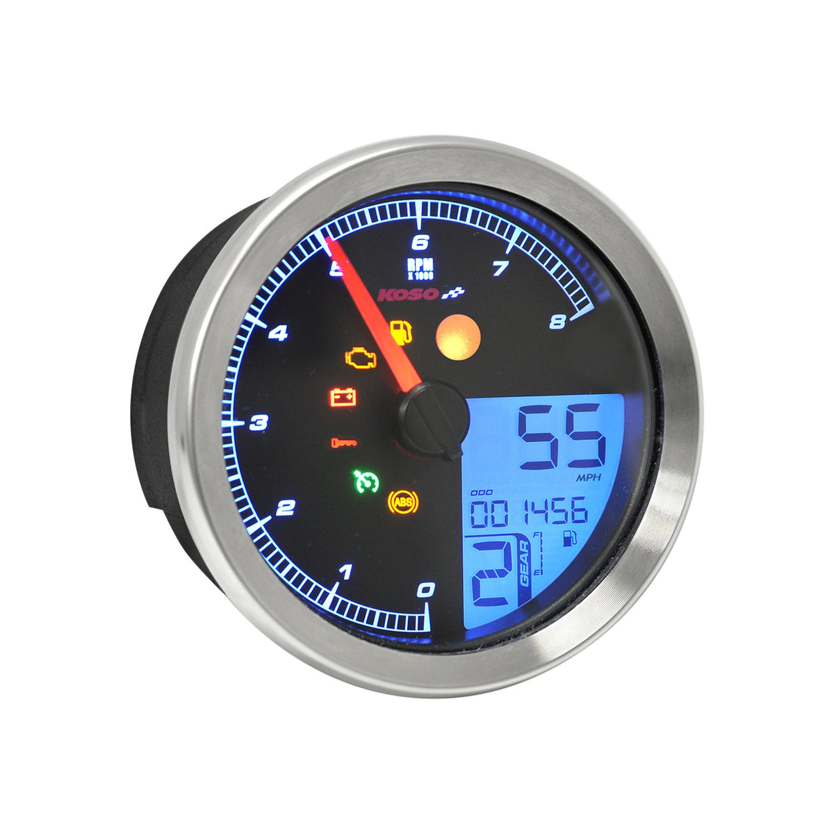KOSO NORTH AMERICA - MULTI-FUNCTION SPEEDOMETER/TACHOMETER - HD-04 - CHROME