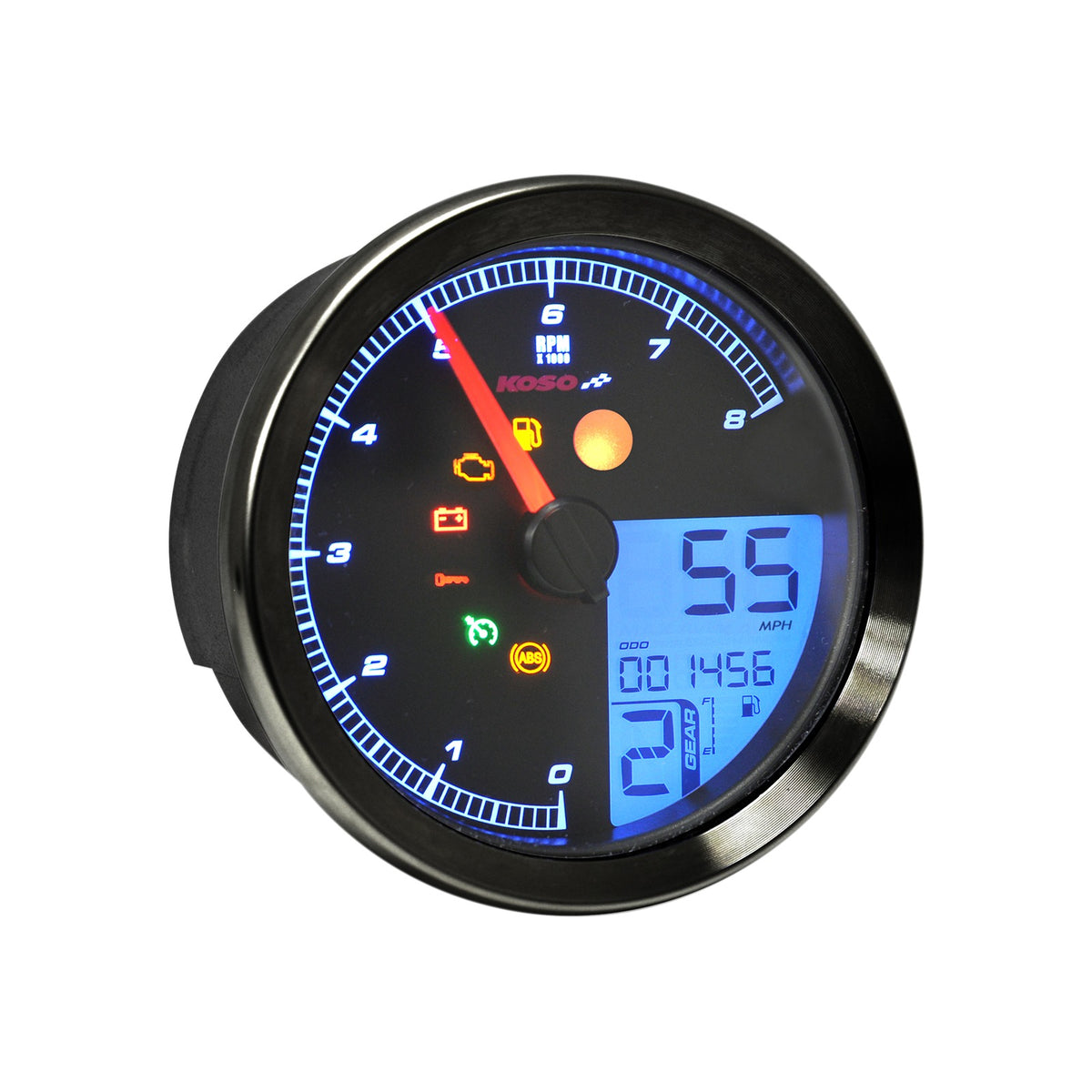 KOSO NORTH AMERICA - MULTI-FUNCTION SPEEDOMETER/TACHOMETER - HD-04 - BLACK