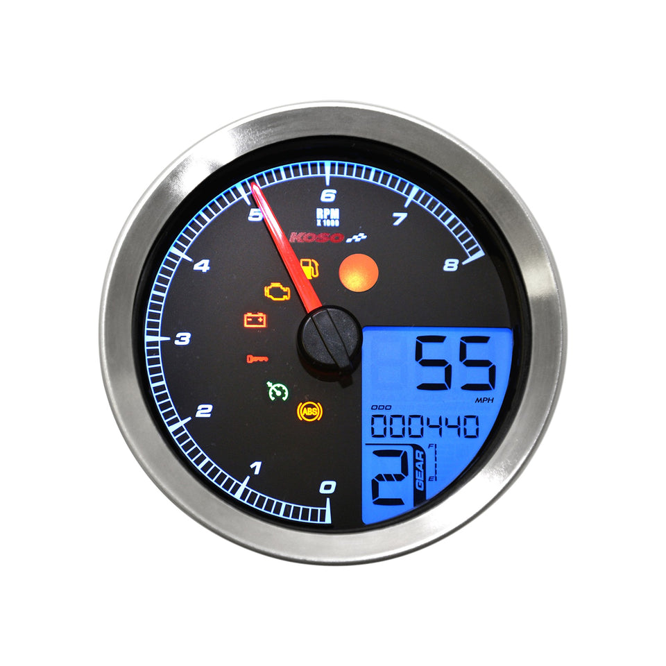 KOSO NORTH AMERICA - MULTI-FUNCTION SPEEDOMETER/TACHOMETER - HD-04 - CHROME