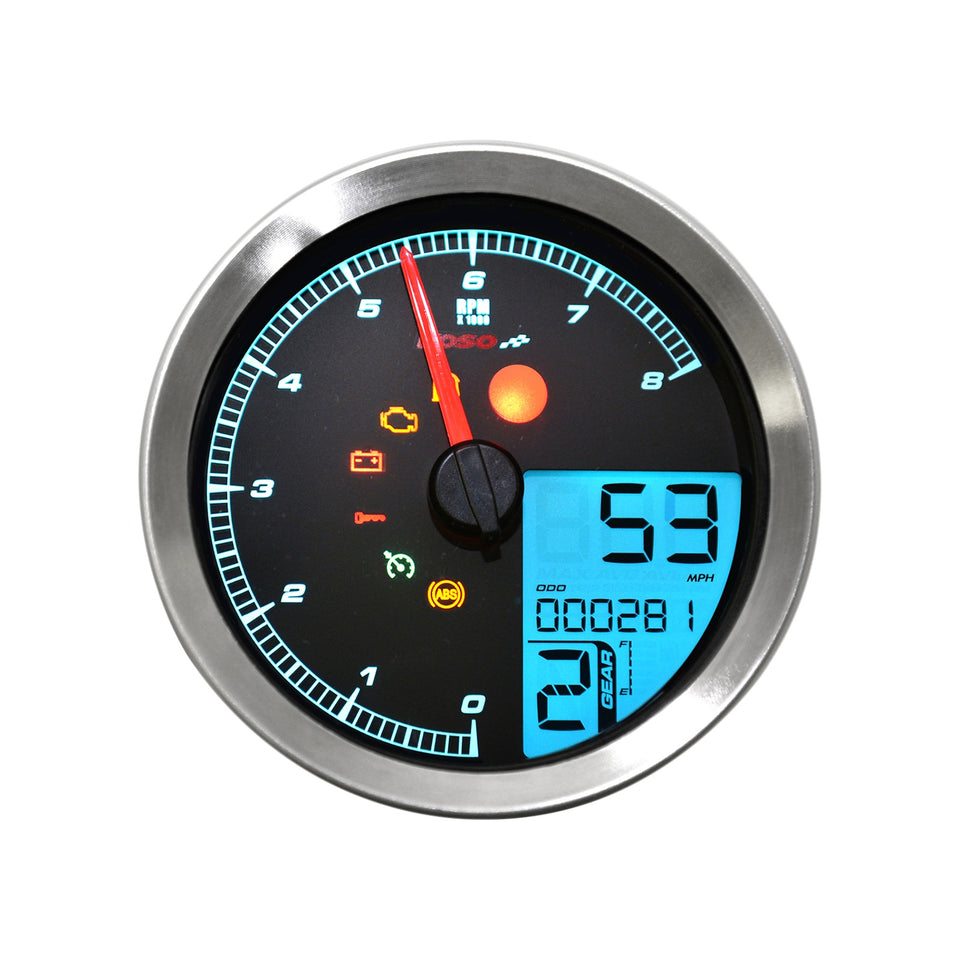 KOSO NORTH AMERICA - MULTI-FUNCTION SPEEDOMETER/TACHOMETER - HD-04 - CHROME