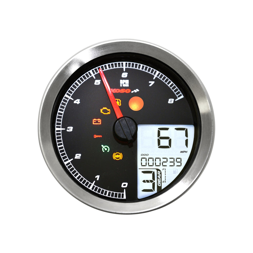KOSO NORTH AMERICA - MULTI-FUNCTION SPEEDOMETER/TACHOMETER - HD-04 - CHROME