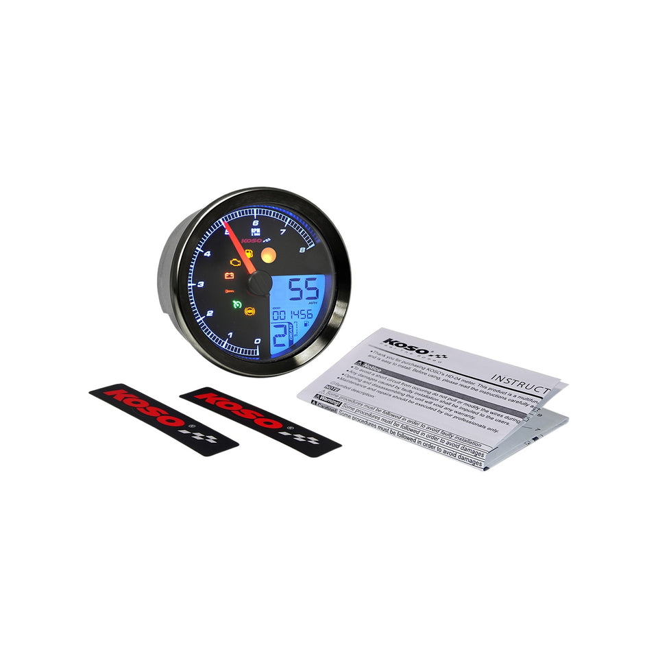 KOSO NORTH AMERICA - MULTI-FUNCTION SPEEDOMETER/TACHOMETER - HD-04 - BLACK