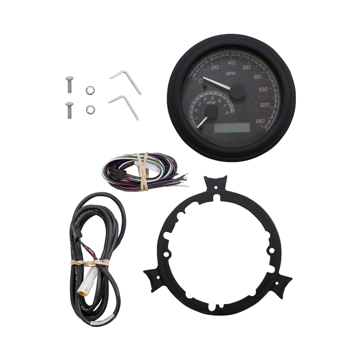 DAKOTA DIGITAL - MVX SERIES FATBOB ANALOG/DIGITAL GAUGE SYSTEM - BLACK/GRAY/BLACK