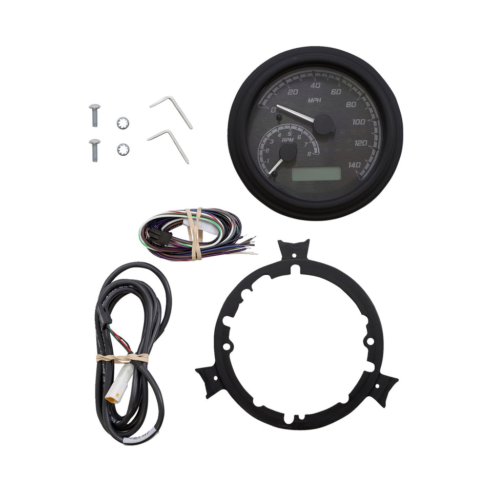 DAKOTA DIGITAL - MVX SERIES FATBOB ANALOG/DIGITAL GAUGE SYSTEM - BLACK/GRAY/BLACK