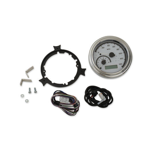 DAKOTA DIGITAL - MVX SERIES FATBOB ANALOG/DIGITAL GAUGE SYSTEM - WHITE/GRAY/CHROME
