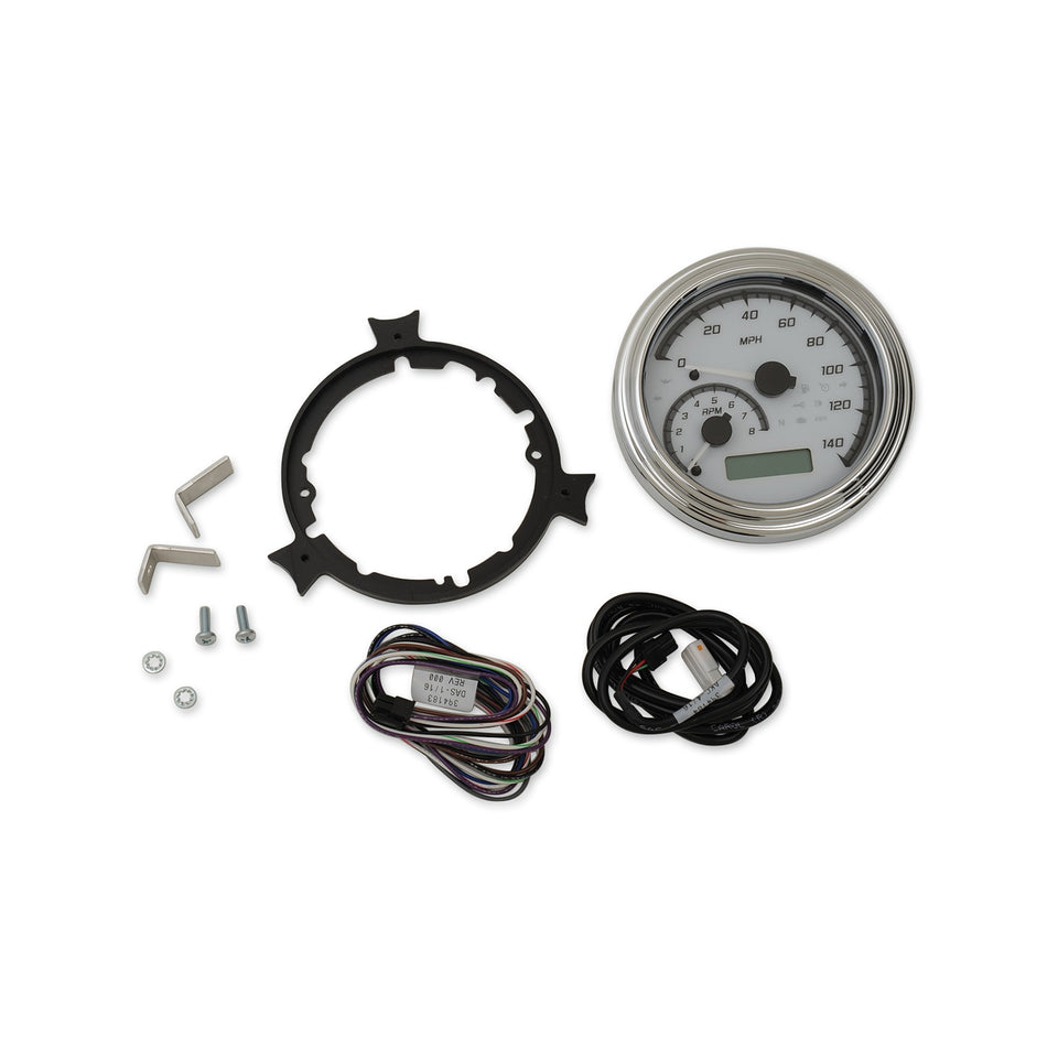DAKOTA DIGITAL - MVX SERIES FATBOB ANALOG/DIGITAL GAUGE SYSTEM - WHITE/GRAY/CHROME