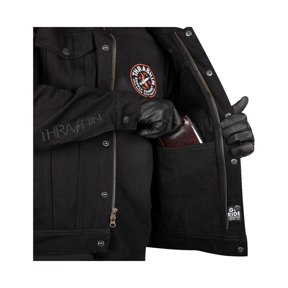 THRASHIN SUPPLY CO. - HIGHWAY V2 DENIM RIDING JACKET - BLACK