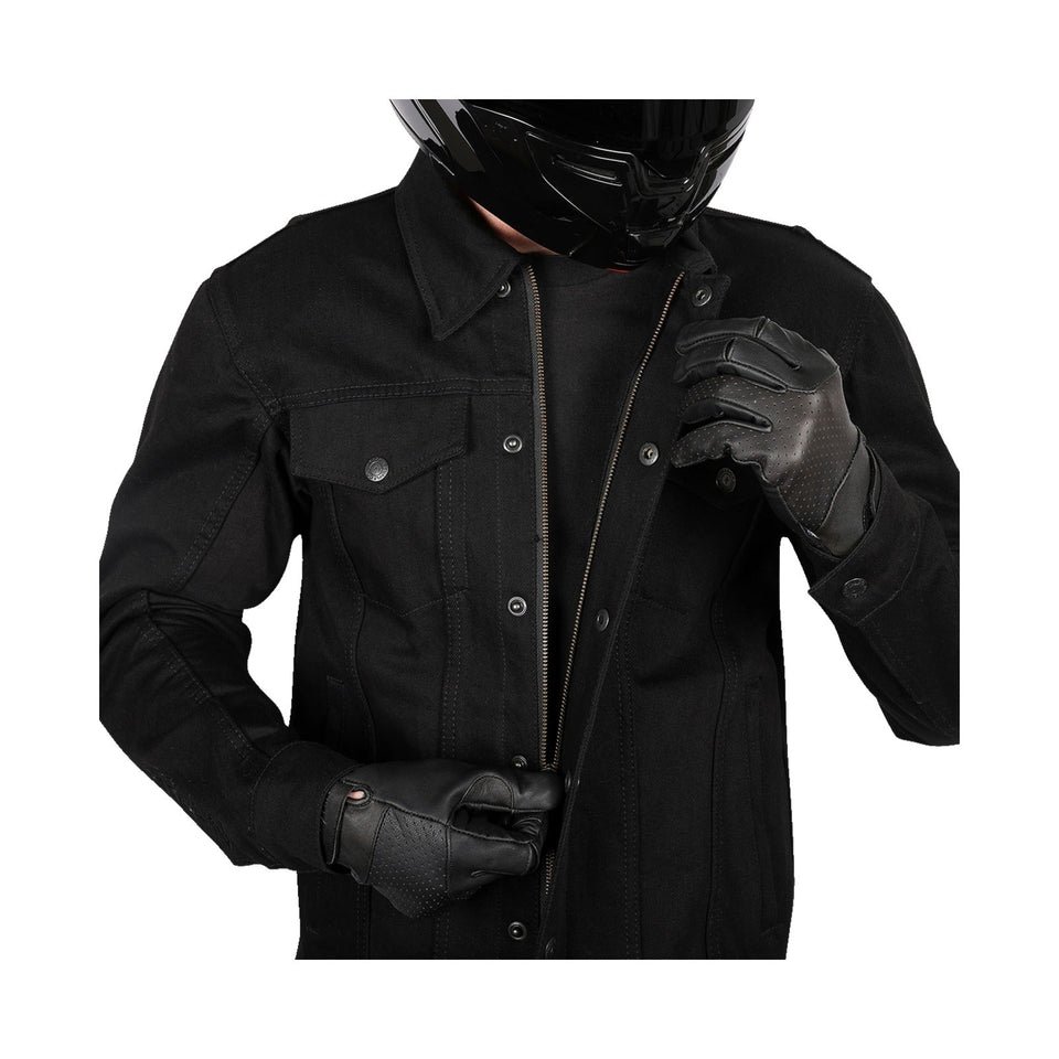 THRASHIN SUPPLY CO. - HIGHWAY V2 DENIM RIDING JACKET - BLACK
