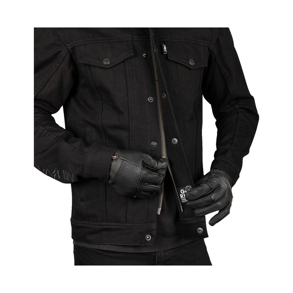 THRASHIN SUPPLY CO. - HIGHWAY V2 DENIM RIDING JACKET - BLACK
