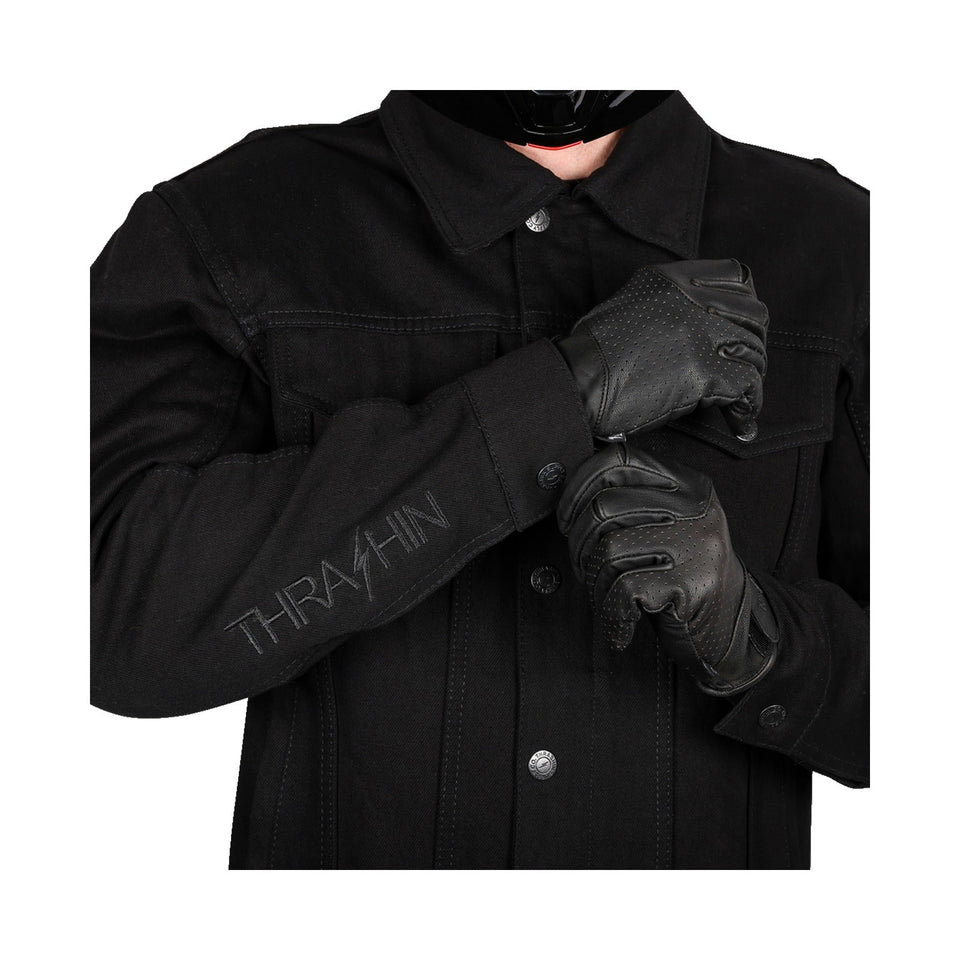 THRASHIN SUPPLY CO. - HIGHWAY V2 DENIM RIDING JACKET - BLACK