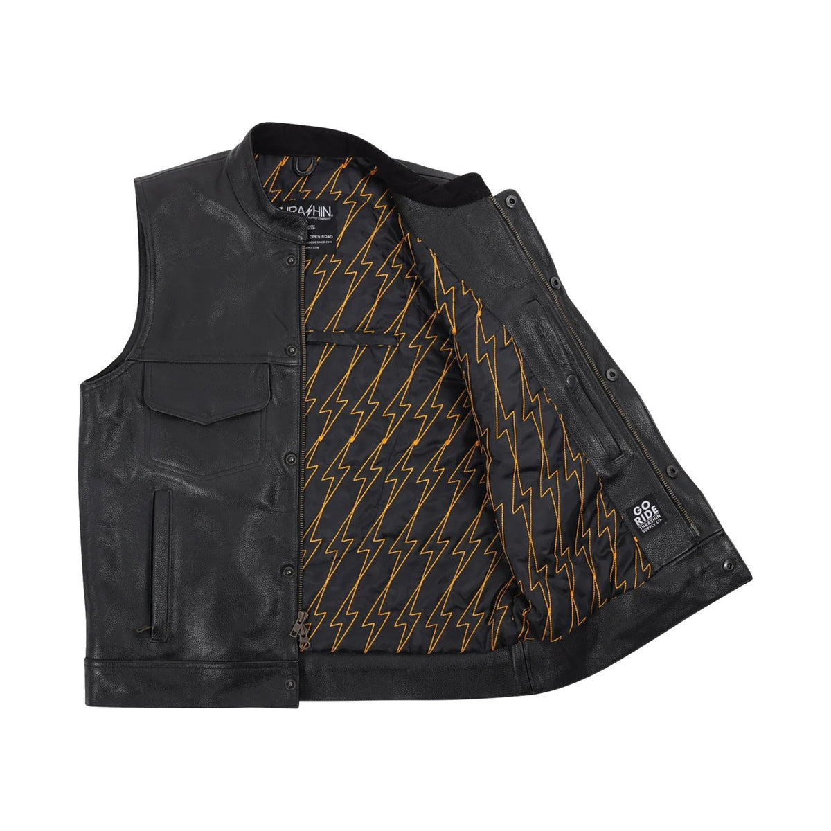 THRASHIN SUPPLY CO. - MULHOLLAND LEATHER RIDING VEST - BLACK
