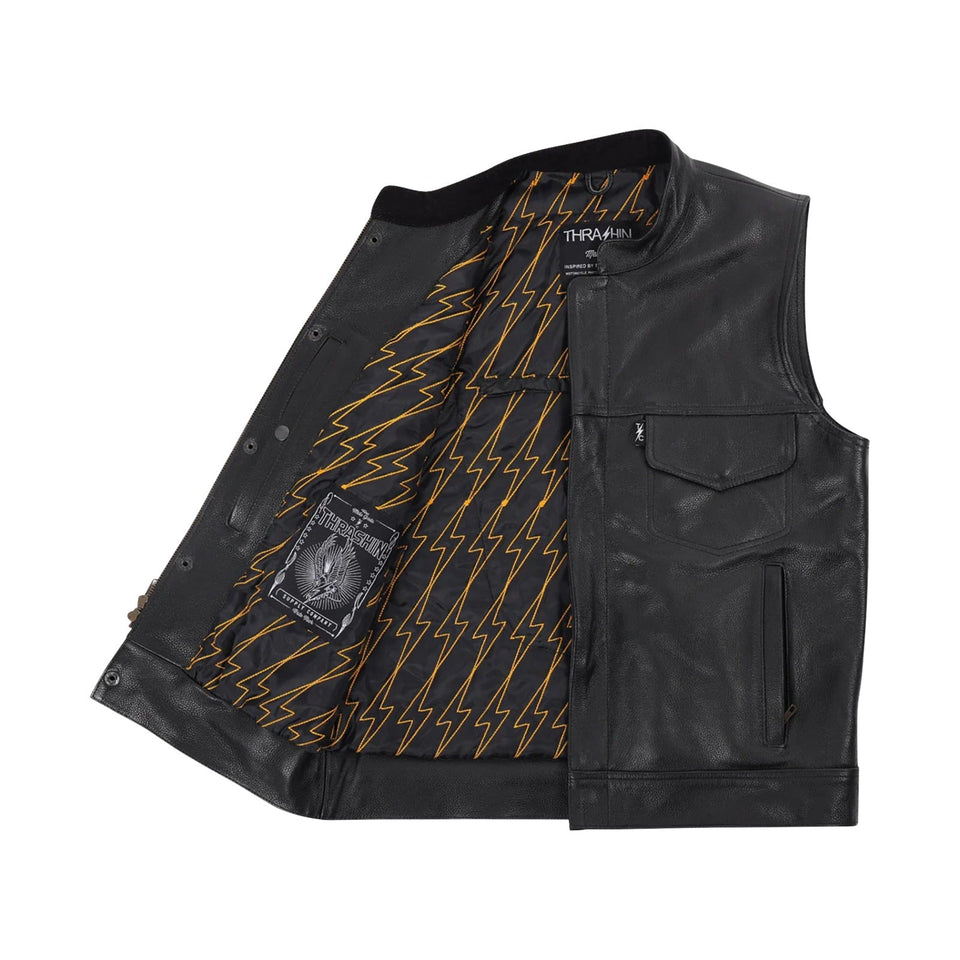 THRASHIN SUPPLY CO. - MULHOLLAND LEATHER RIDING VEST - BLACK