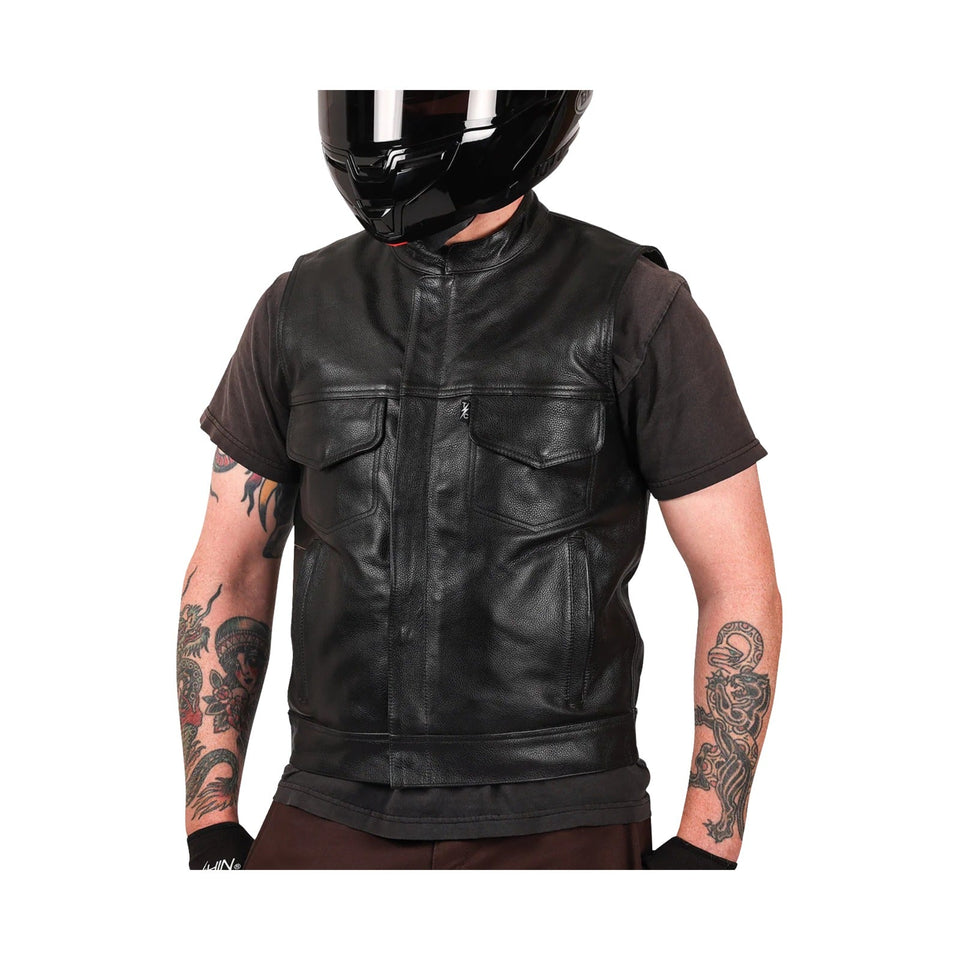 THRASHIN SUPPLY CO. - MULHOLLAND LEATHER RIDING VEST - BLACK