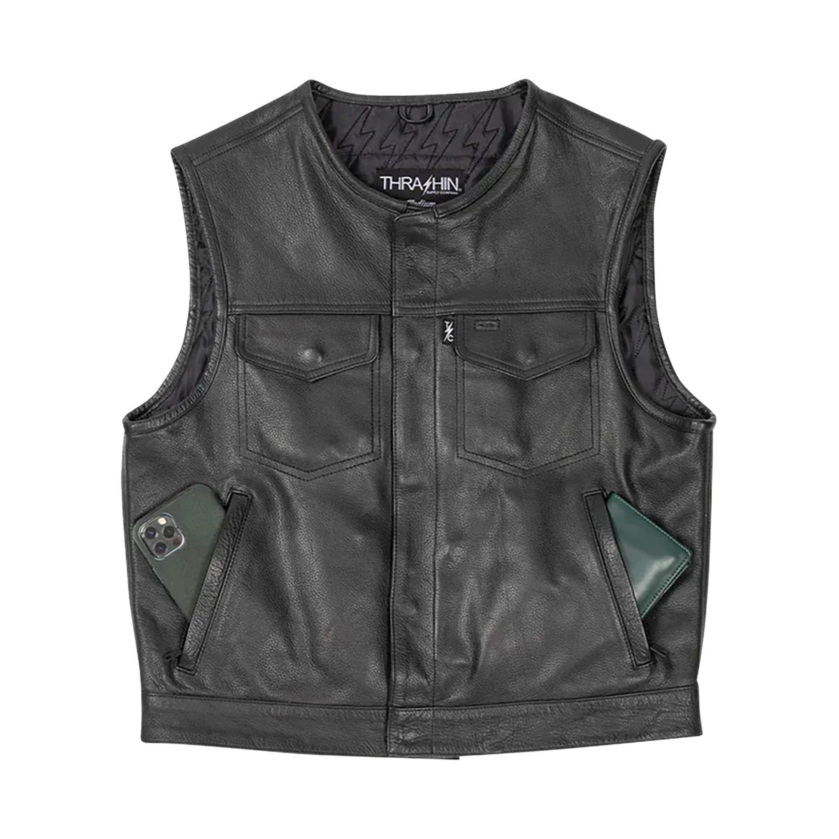THRASHIN SUPPLY CO. - ENCINAL LEATHER SHORTY RIDING VEST - BLACK