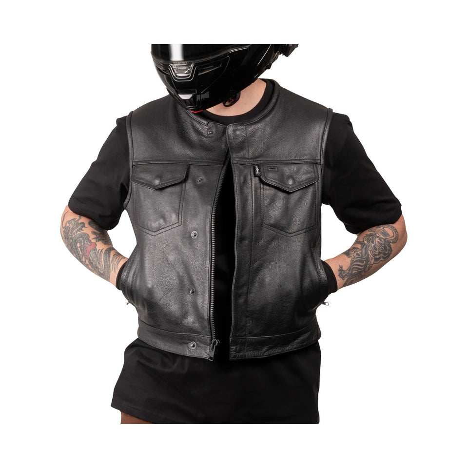 THRASHIN SUPPLY CO. - ENCINAL LEATHER SHORTY RIDING VEST - BLACK