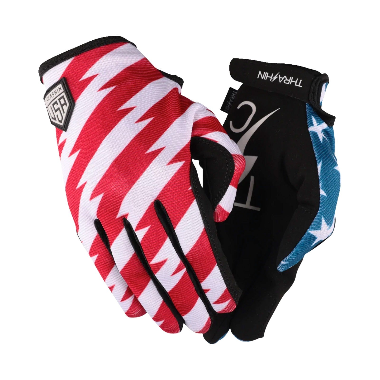 THRASHIN SUPPLY CO. - STARS & BOLTS STEALTH GLOVES - RED/BLUE