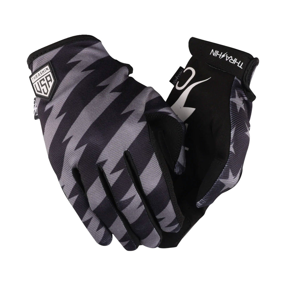 THRASHIN SUPPLY CO. - STARS & BOLTS STEALTH GLOVES - BLACK/GRAY