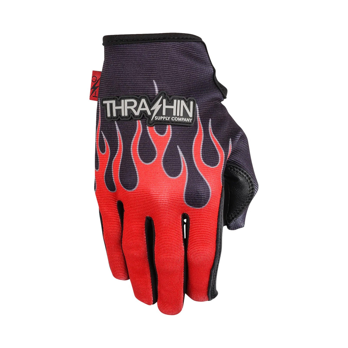 THRASHIN SUPPLY CO. - STEALTH LEATHER PALM FLAME GLOVES - RED