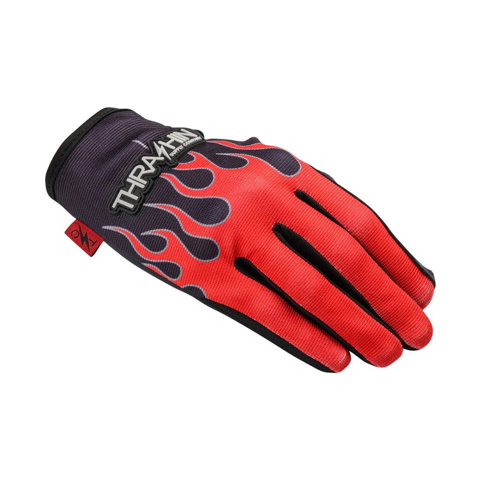 THRASHIN SUPPLY CO. - STEALTH LEATHER PALM FLAME GLOVES - RED