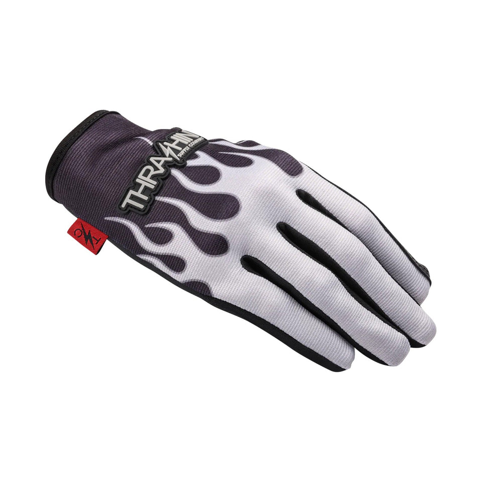 THRASHIN SUPPLY CO. - STEALTH LEATHER PALM FLAME GLOVES - GRAY