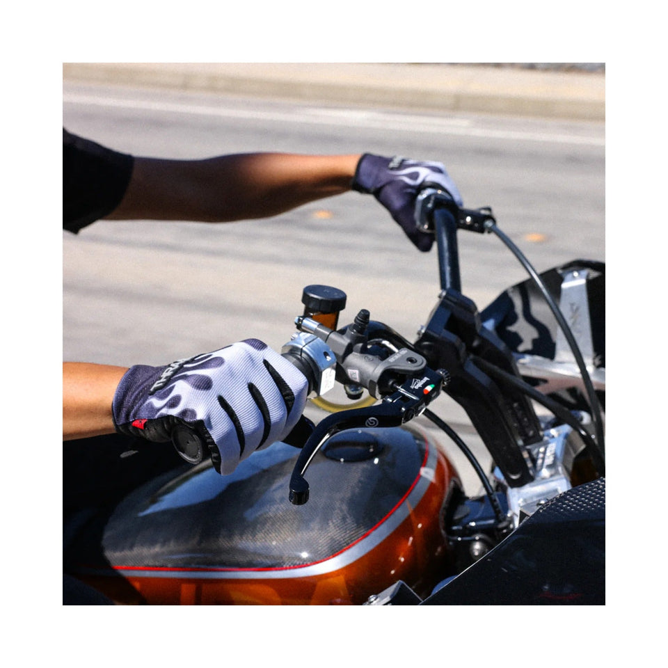 THRASHIN SUPPLY CO. - STEALTH LEATHER PALM FLAME GLOVES - GRAY