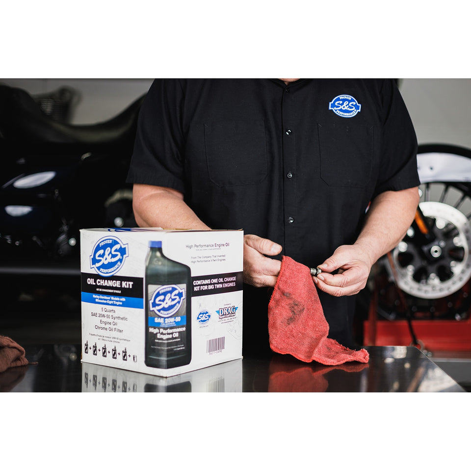 S&S CYCLE - OIL CHANGE KIT - CHROME FILTER - M8 - 5 US QUARTS
