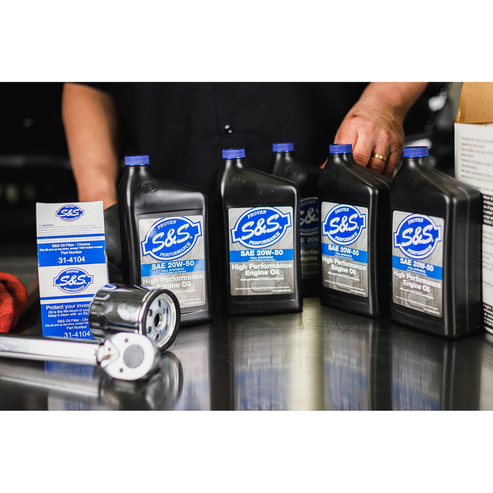 S&S CYCLE - OIL CHANGE KIT - CHROME FILTER - M8 - 5 US QUARTS