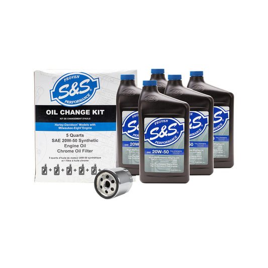 S&S CYCLE - OIL CHANGE KIT - CHROME FILTER - M8 - 5 US QUARTS