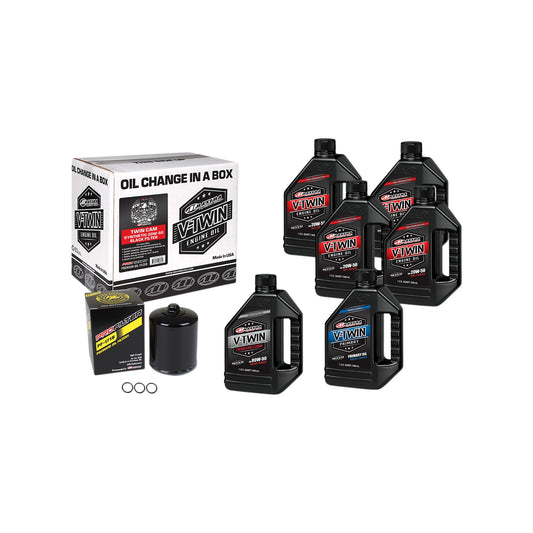 MAXIMA RACING OIL - TWIN CAM SYNTHETIC 20W-50 OIL CHANGE KIT - BLACK FILTER