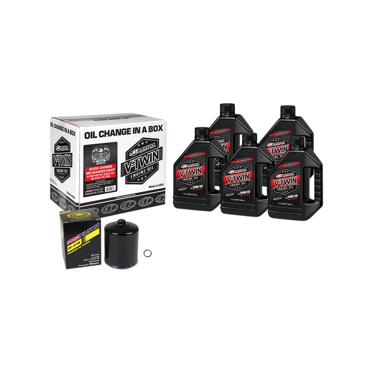 MAXIMA RACING OIL - QUICK CHANGE M8 SYNTHETIC 20W-50 OIL CHANGE KIT - BLACK FILTER