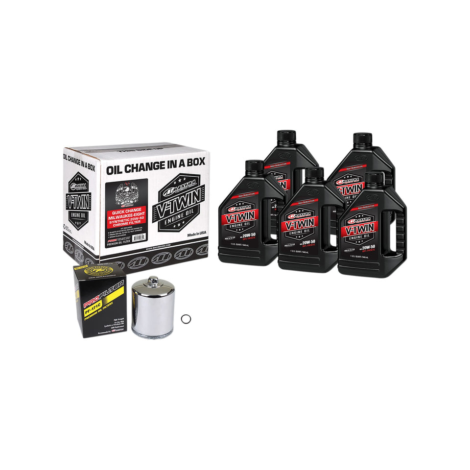 MAXIMA RACING OIL - QUICK CHANGE M8 SYNTHETIC 20W-50 OIL CHANGE KIT - CHROME FILTER
