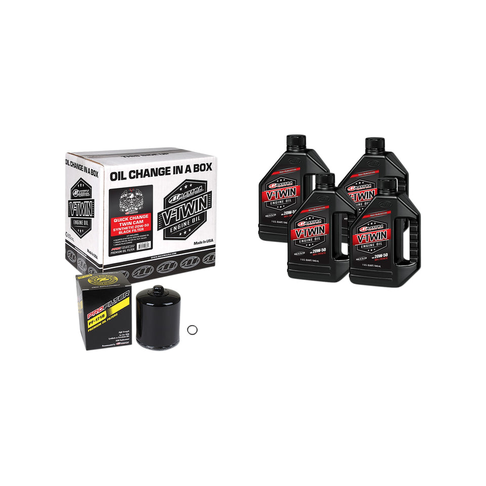 MAXIMA RACING OIL - QUICK CHANGE TWIN CAM SYNTHETIC 20W-50 OIL CHANGE KIT - BLACK FILTER