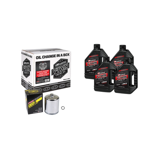 MAXIMA RACING OIL - QUICK CHANGE TWIN CAM SYNTHETIC 20W-50 OIL CHANGE KIT - CHROME FILTER