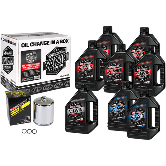 MAXIMA RACING OIL M8 Synthetic 20W-50 Oil Change Kit - Chrome