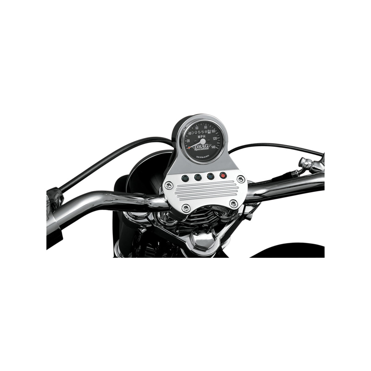 DRAG SPECIALTIES - 2.4" MPH MINI LED MECHANICAL SPEEDOMETER/INDICATORS - CHROME HOUSING - BLACK FACE - 2:1