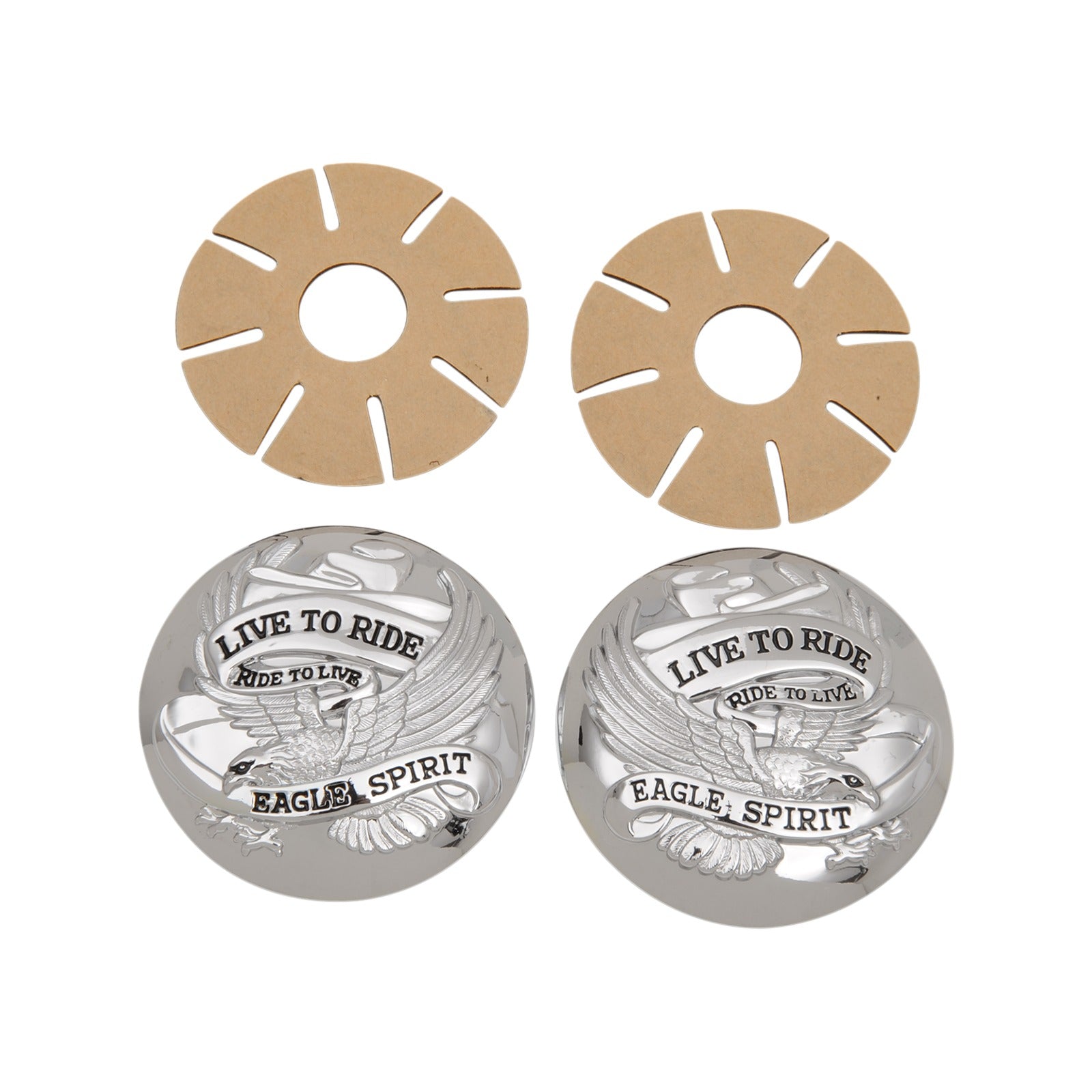 DRAG SPECIALTIES - "LIVE TO RIDE" GAS CAP COVERS - CHROME
