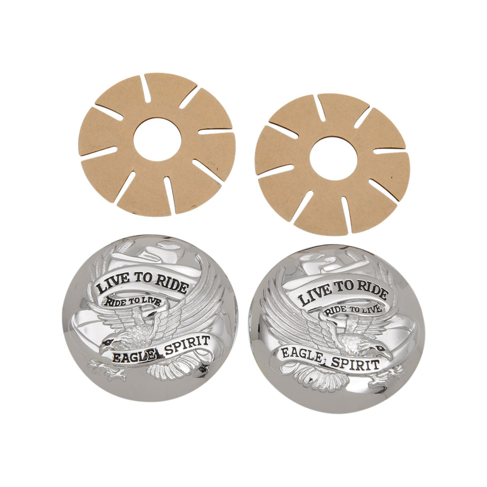 DRAG SPECIALTIES - "LIVE TO RIDE" GAS CAP COVERS - CHROME