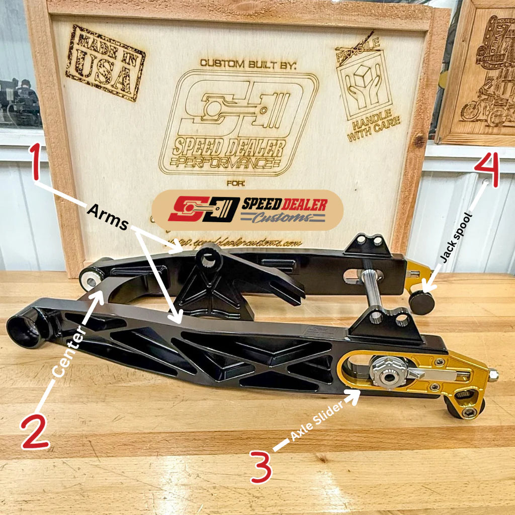 SPEED DEALER CUSTOMS SWINGARM - HARLEY DAVIDSON FXR