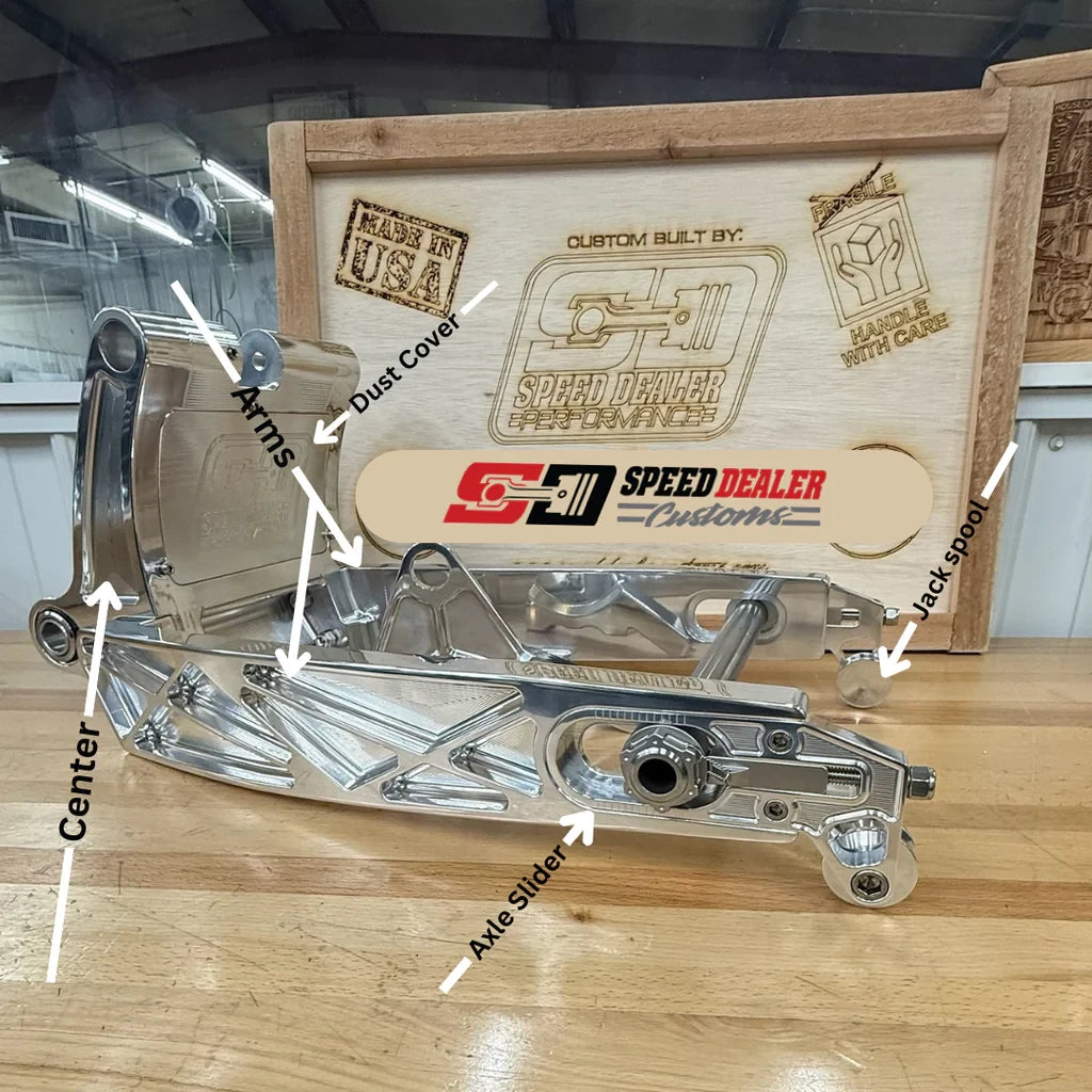 SPEED DEALER CUSTOMS SWINGARM - HARLEY DAVIDSON M8 SOFTAIL 2018 AND UP