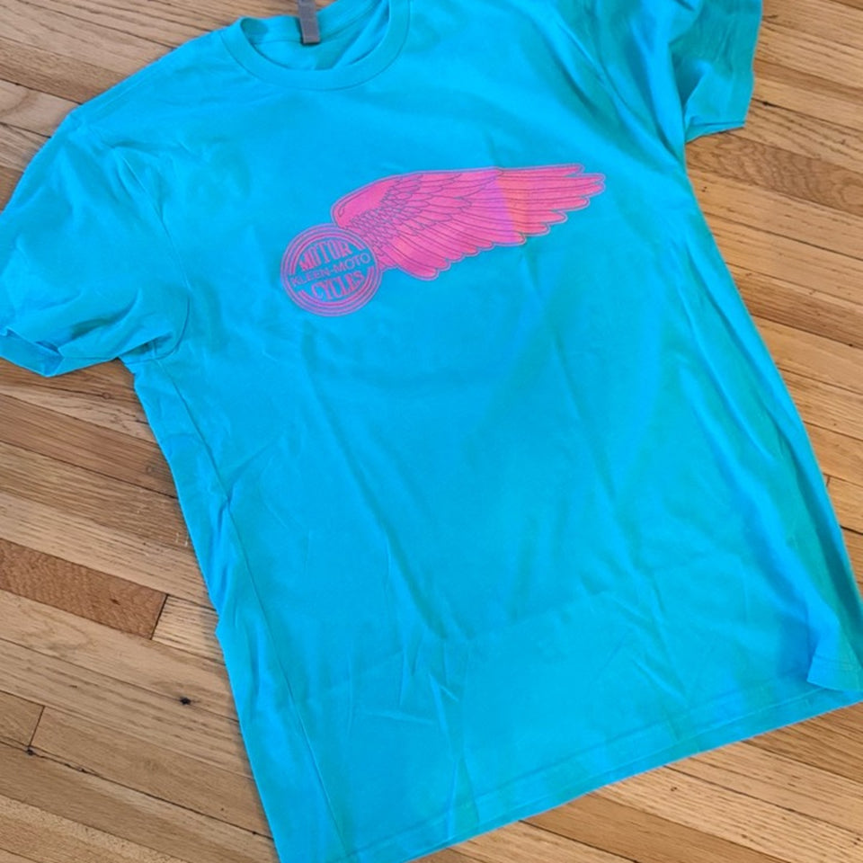 Winged Medallion Tee — tahiti blue front